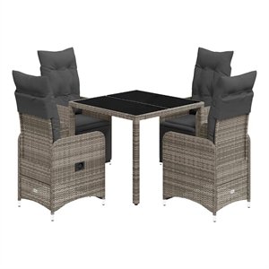 Afuera Living Contemporary 5 Piece Poly Rattan Bistro Set in Gray