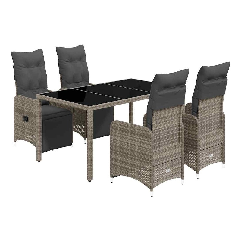 Afuera Living Contemporary 5 Piece Poly Rattan Bistro Set in Gray