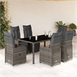 Afuera Living Contemporary 7 Piece Poly Rattan Bistro Set in Gray