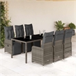 Afuera Living Contemporary 7 Piece Poly Rattan Bistro Set in Gray