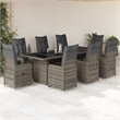 Afuera Living Contemporary 9 Piece Poly Rattan Bistro Set in Gray
