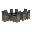 Afuera Living Contemporary 9 Piece Poly Rattan Bistro Set in Gray