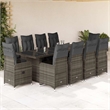 Afuera Living Contemporary 11 Piece Poly Rattan Bistro Set in Gray