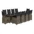 Afuera Living Contemporary 11 Piece Poly Rattan Bistro Set in Gray