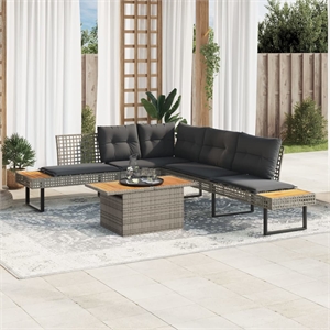 Afuera Living Contemporary Solid Acacia Wood Sofa Set in Gray