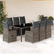 Afuera Living Contemporary 9 Piece Poly Rattan Large Bistro Set in Gray