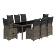Afuera Living Contemporary 9 Piece Poly Rattan Large Bistro Set in Gray
