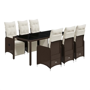 Afuera Living Contemporary 7 Piece Steel Bistro Set in Brown