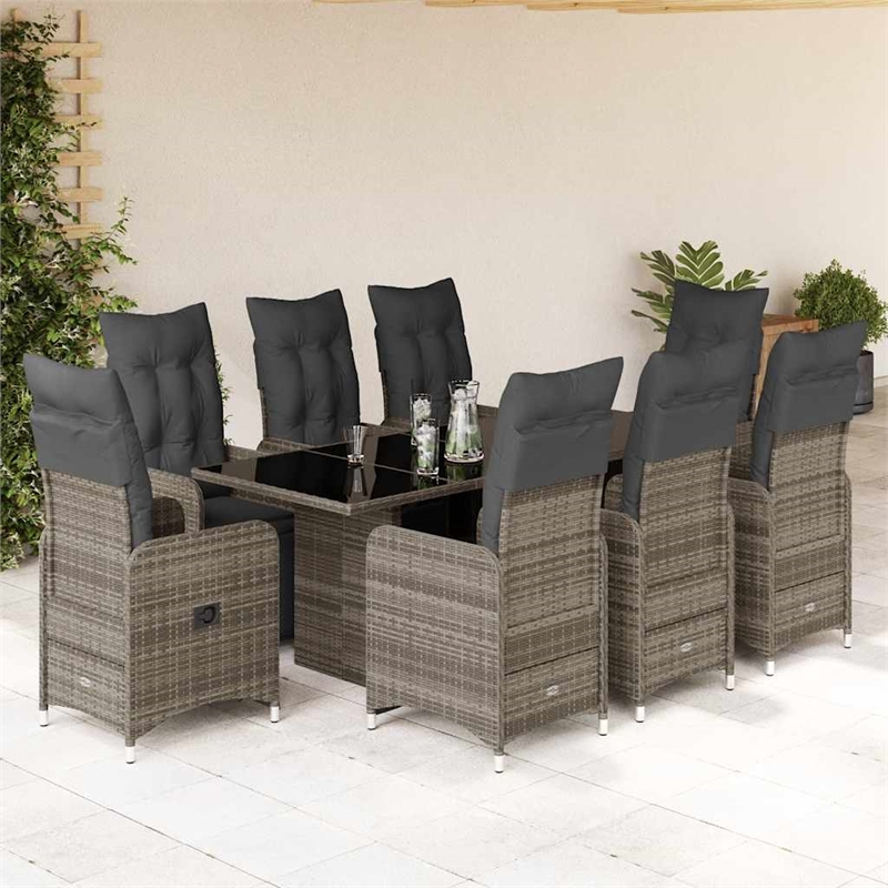 Afuera Living Contemporary Synthetic Poly Rattan Bistro Set in Gray