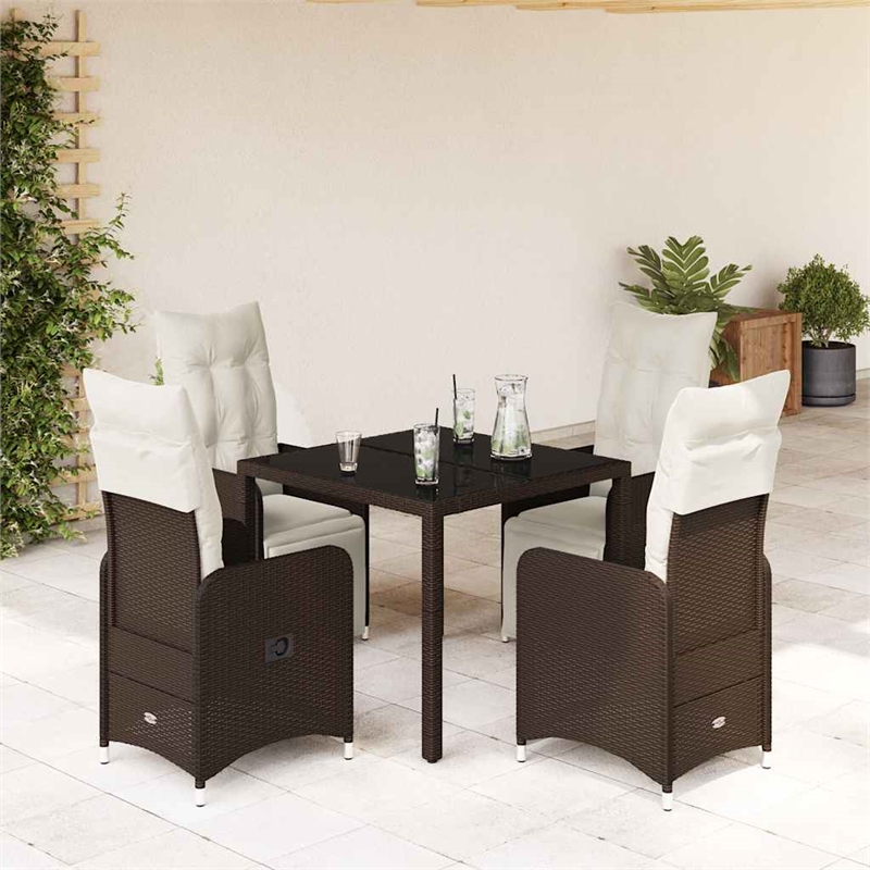 Afuera Living Contemporary Synthetic Poly Rattan Garden Bistro Set in Brown