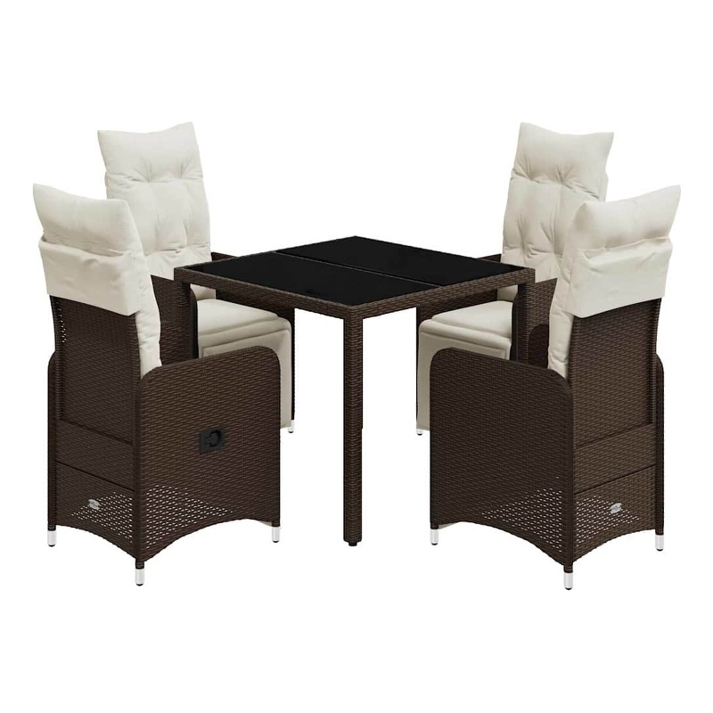Afuera Living Contemporary Synthetic Poly Rattan Garden Bistro Set in Brown