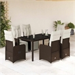 Afuera Living 7 Piece Poly Rattan Large Bistro Set in Brown/Cream