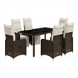 Afuera Living 7 Piece Poly Rattan Large Bistro Set in Brown/Cream