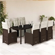 Afuera Living Contemporary 9 Piece Poly Rattan Bistro Set in Brown