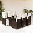 Afuera Living Contemporary 7 Piece Poly Rattan Bistro Set in Brown/Cream