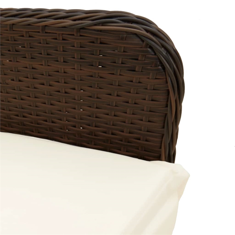 Afuera Living Contemporary 7 Piece Poly Rattan Bistro Set in Brown/Cream