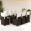 Afuera Living Contemporary 9 Piece Poly Rattan Bistro Set in Brown