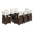 Afuera Living Contemporary 9 Piece Poly Rattan Bistro Set in Brown