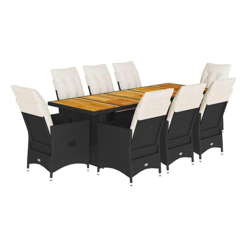 Afuera Living Contemporary Solid Acacia Wood Bistro Set in Black/Cream