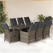 Afuera Living Contemporary 9 Piece Poly Rattan Bistro Set in Gray