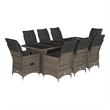 Afuera Living Contemporary 9 Piece Poly Rattan Bistro Set in Gray