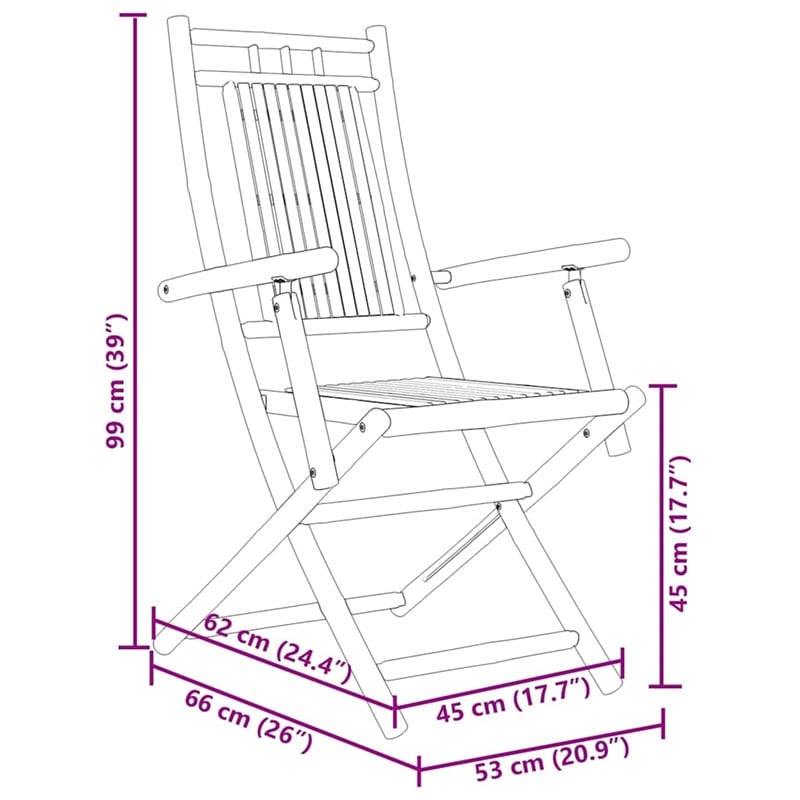 Afuera Living Contemporary Bamboo Wood Bistro Set in Natural