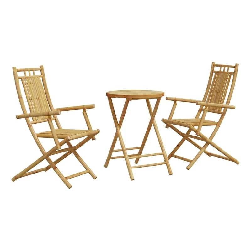Afuera Living Contemporary Bamboo Wood Bistro Set in Natural