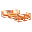 Afuera Living Contemporary Durable Wood Modular Sofa Set in Brown