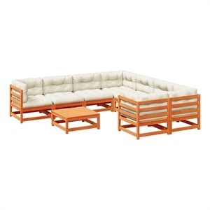 Afuera Living Contemporary 9 Piece Wood Large Sofa Set in Brown/Cream