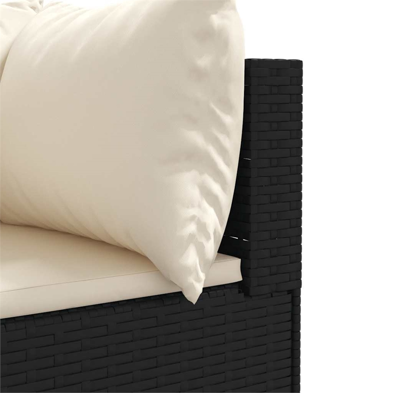 Afuera Living Contemporary 6 Piece Poly Rattan Lounge Set in Black/Cream
