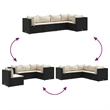 Afuera Living Contemporary 5 Piece Poly Rattan Lounge Set in Black/Cream