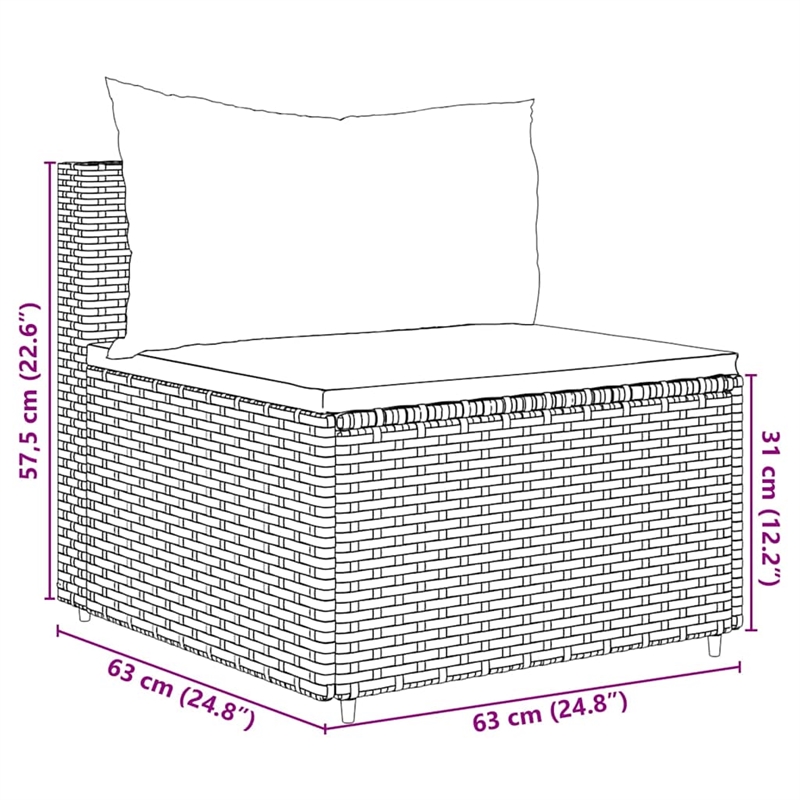 Afuera Living Contemporary 5 Piece Poly Rattan Lounge Set in Black/Cream