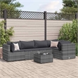 Afuera Living Contemporary Synthetic Poly Rattan 5 Piece  Lounge Set in Gray