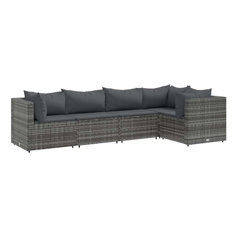Afuera Living Contemporary Synthetic Poly Rattan 5 Piece  Lounge Set in Gray