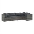 Afuera Living Contemporary Synthetic Poly Rattan 5 Piece  Lounge Set in Gray