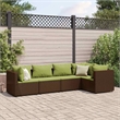 Afuera Living Contemporary 5 Piece Poly Rattan Lounge Set in Brown