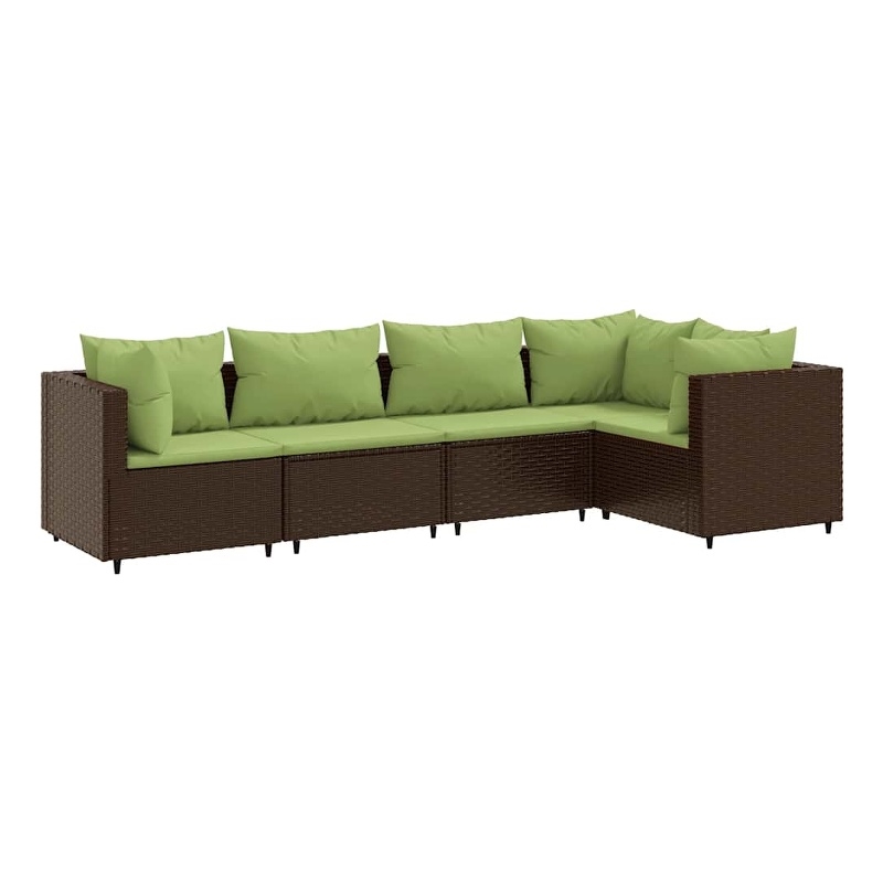 Afuera Living Contemporary 5 Piece Poly Rattan Lounge Set in Brown