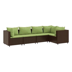 Afuera Living Contemporary 5 Piece Poly Rattan Lounge Set in Brown