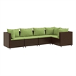 Afuera Living Contemporary 5 Piece Poly Rattan Lounge Set in Brown