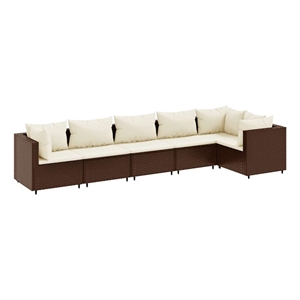 Afuera Living Contemporary 6 Piece Steel Small Lounge Set in Brown/Cream