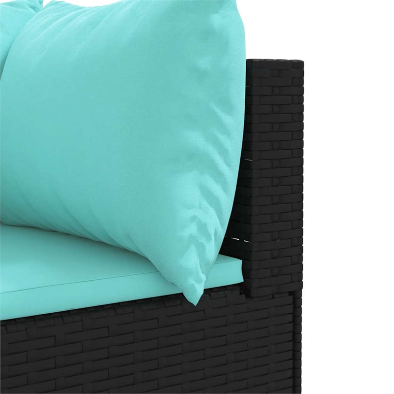 Afuera Living Contemporary 6 Piece Poly Rattan Lounge Set in Black