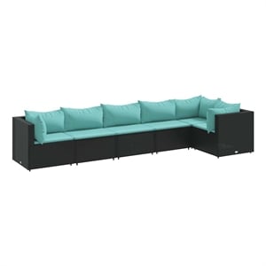 Afuera Living Contemporary 6 Piece Poly Rattan Lounge Set in Black