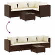Afuera Living Contemporary 5 Piece Poly Rattan Lounge Set in Brown/Cream
