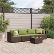 Afuera Living Contemporary 5 Piece Poly Rattan Lounge Set in Brown