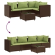 Afuera Living Contemporary 5 Piece Poly Rattan Lounge Set in Brown