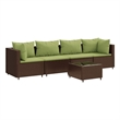 Afuera Living Contemporary 5 Piece Poly Rattan Lounge Set in Brown