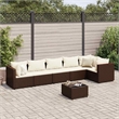 Afuera Living Contemporary 7 Piece Poly Rattan Lounge Set in Brown