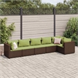 Afuera Living Contemporary 6 Piece Poly Rattan Lounge Set in Brown