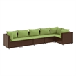 Afuera Living Contemporary 6 Piece Poly Rattan Lounge Set in Brown