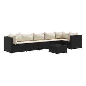 Afuera Living Contemporary 7 Piece Steel Lounge Set in Black/Cream